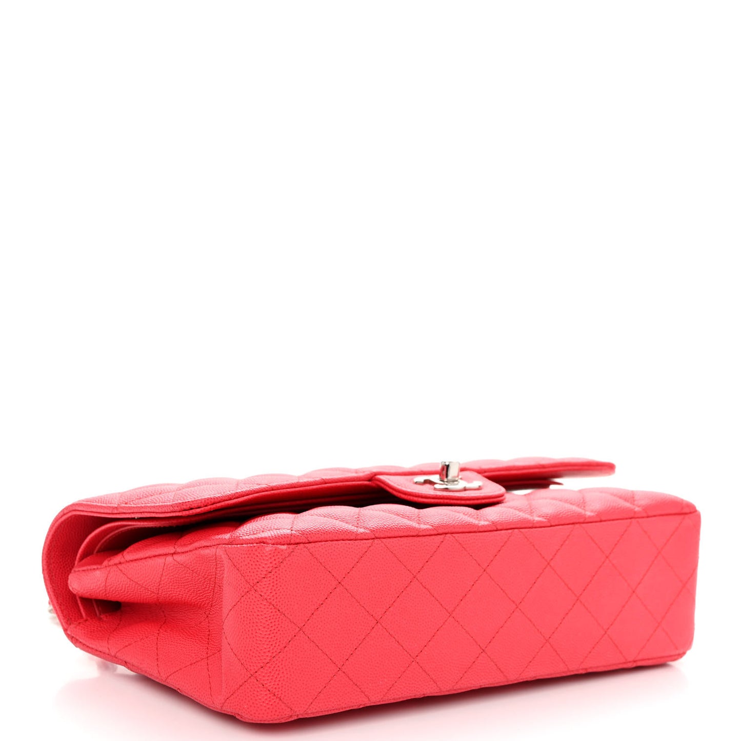 Caviar Quilted Medium Double Flap Red