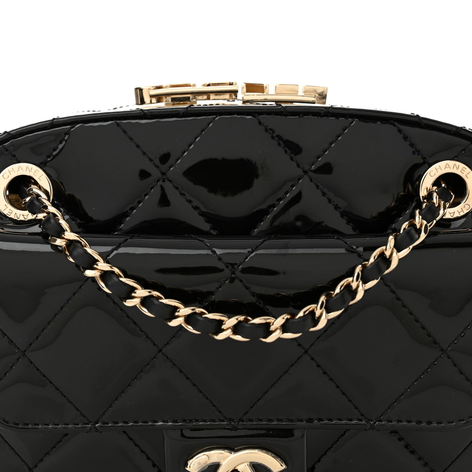 Chanel Patent Calfskin Quilted Mini Camera Case Black 8 of 11