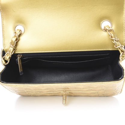 Chanel Metallic Calfskin Crocodile Embossed Cocodile Rectangular Mini Flap Gold 4 of 11