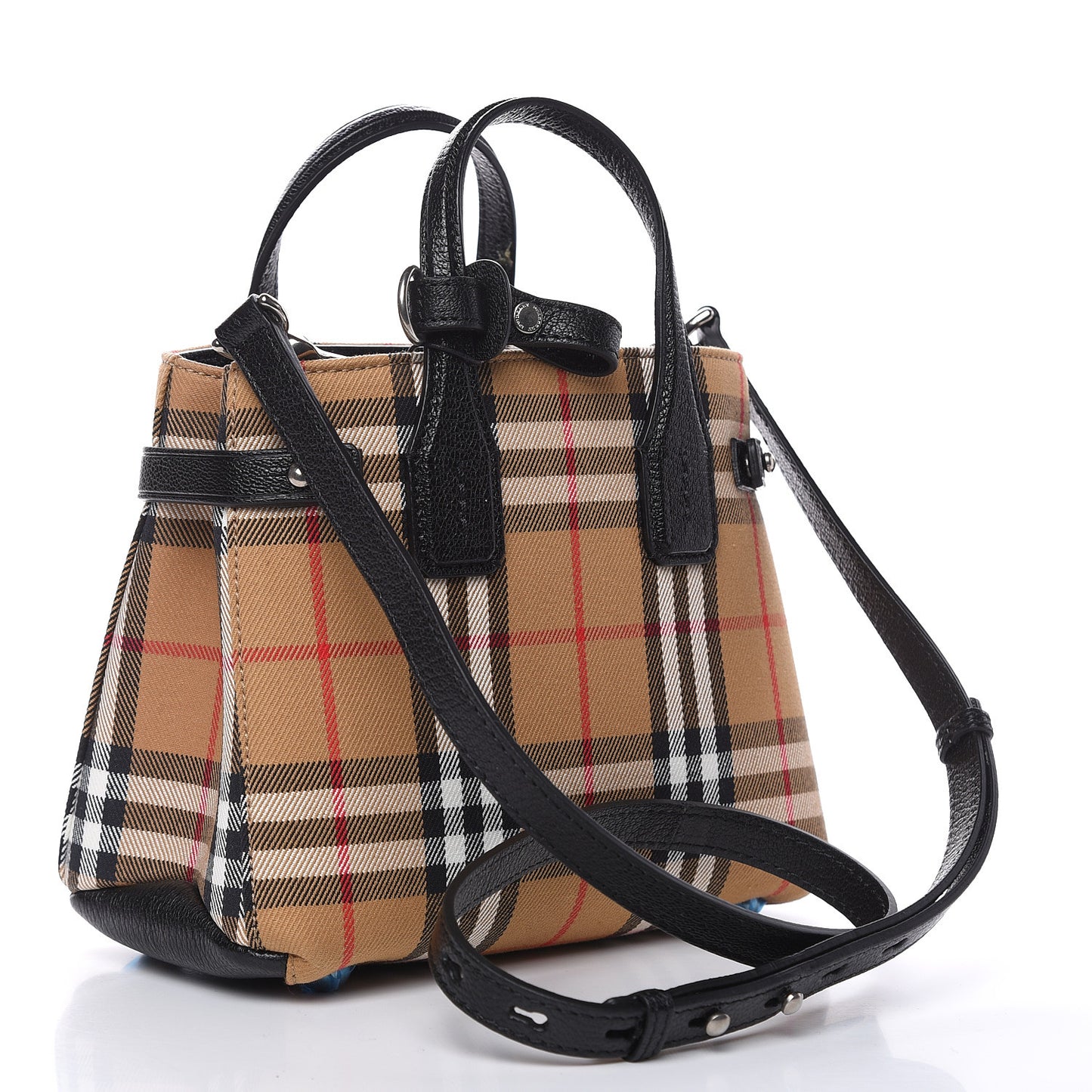 Goatskin Vintage Check Baby Banner Tote Black