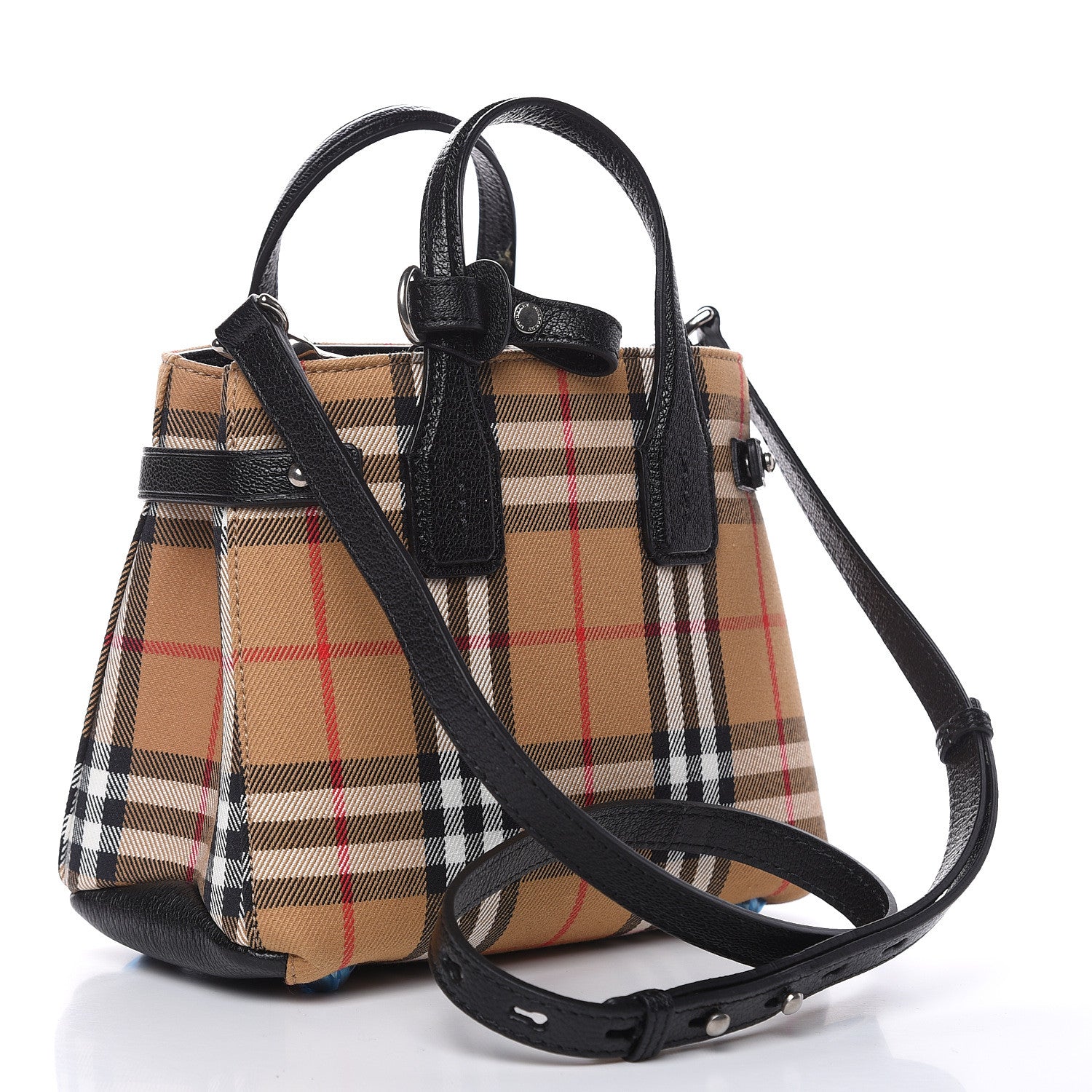 Burberry Goatskin Vintage Check Baby Banner Tote Black 3 of 10