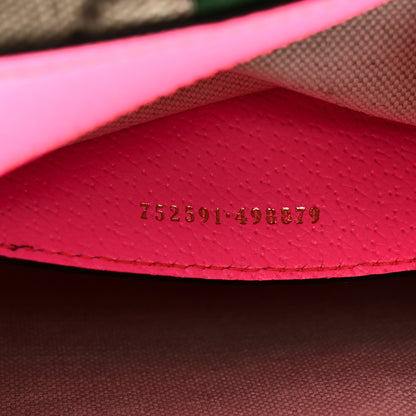 Gucci GG Supreme Monogram Textured Dollar Calfskin Web Ophidia Small Crossbody Bag Beige Ebony Fuchsia 7 of 10