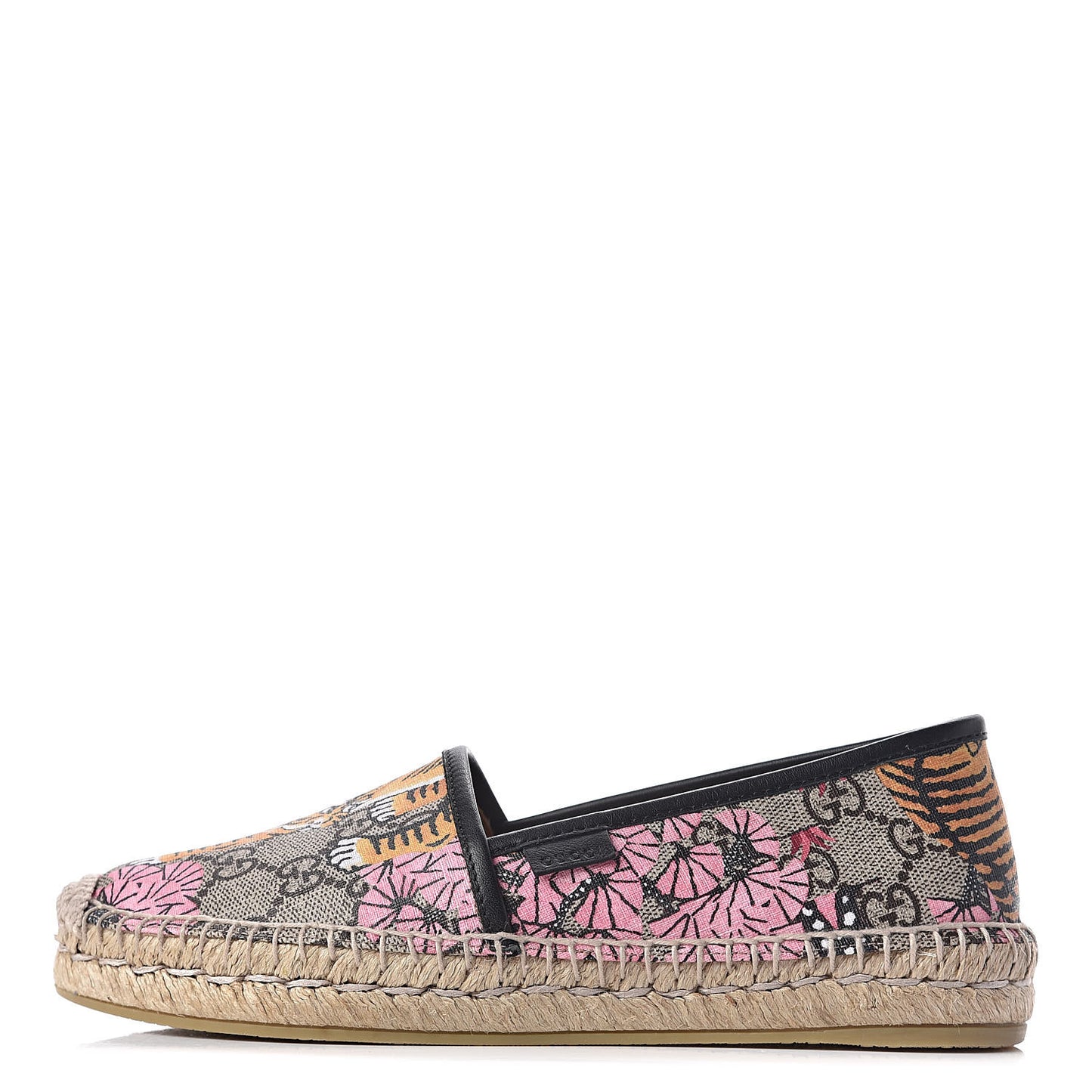 GG Supreme Monogram Bengal Espadrilles 36 Beige Crop Pink