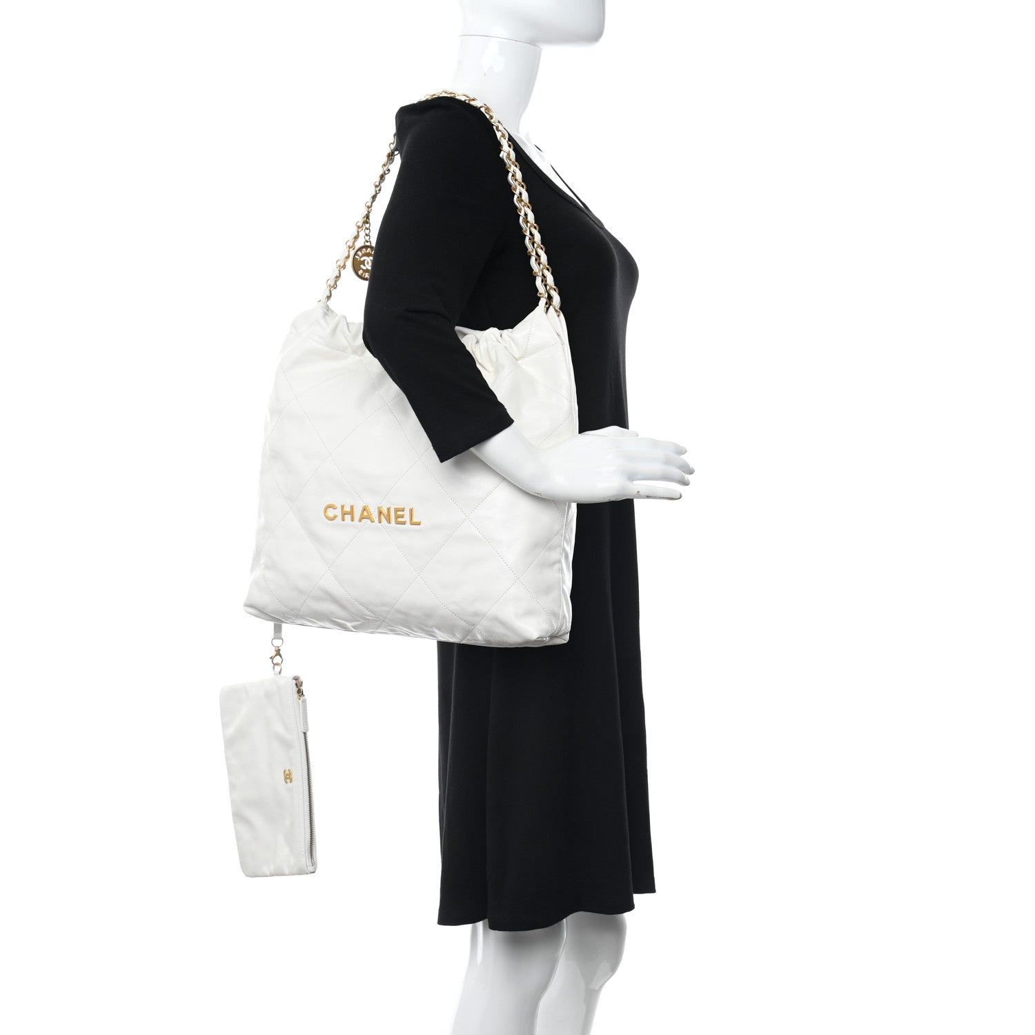 Chanel Shiny Calfskin Quilted Chanel 22 White 2 of 12