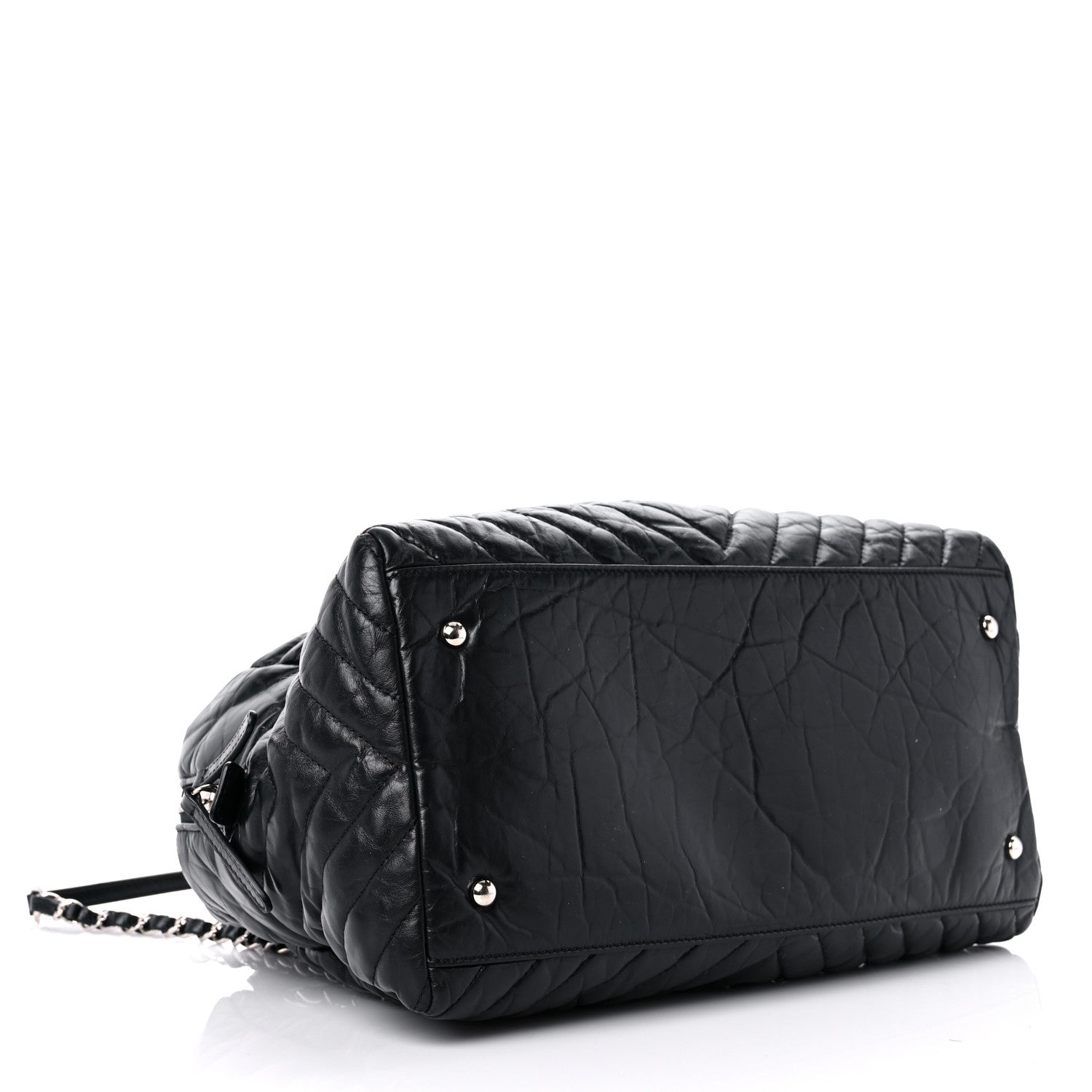 Chanel Aged Calfskin Chevron Medium Soft Bowling Bag Black 4 of 18