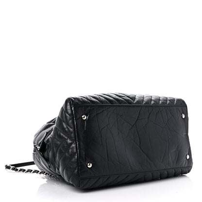 Chanel Aged Calfskin Chevron Medium Soft Bowling Bag Black 4 of 18