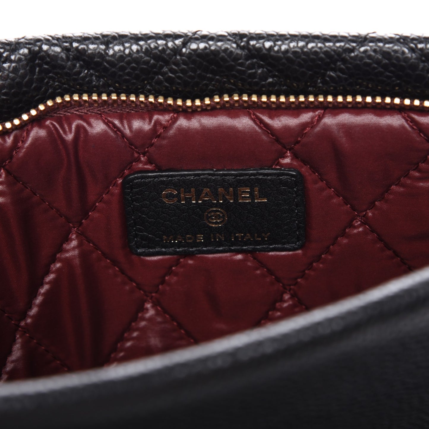 Caviar Quilted CC Beauty Clutch Black