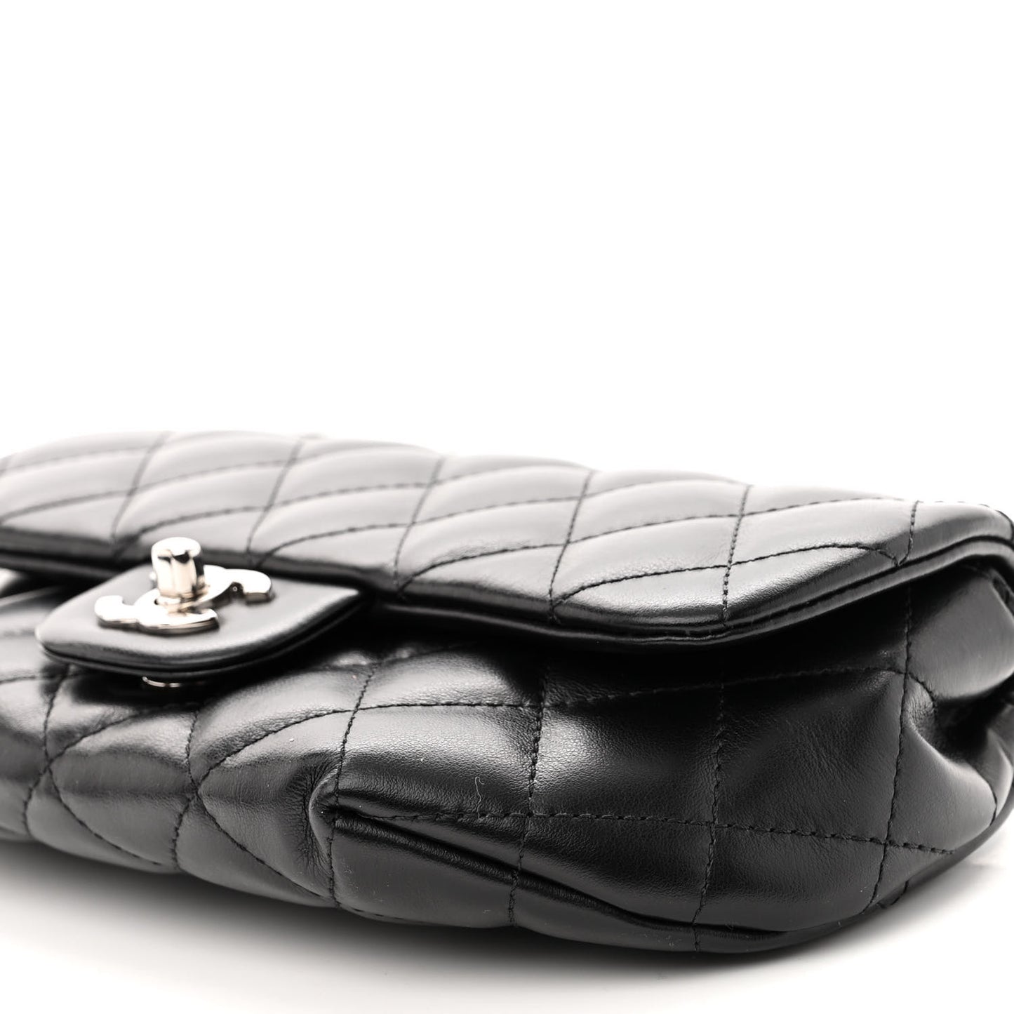 Calfskin Quilted CC Uniform Flap Belt Bag Black