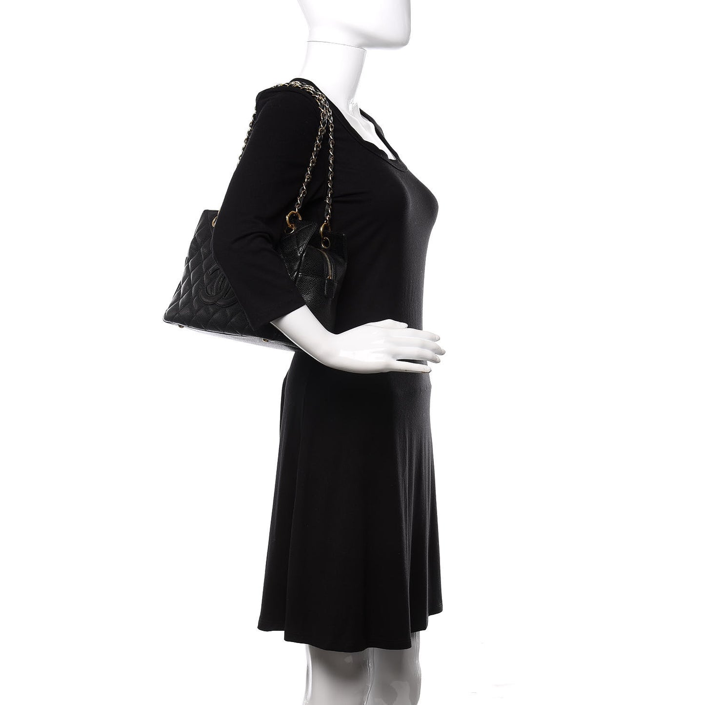 Caviar Quilted Petit Timeless Tote PTT Black