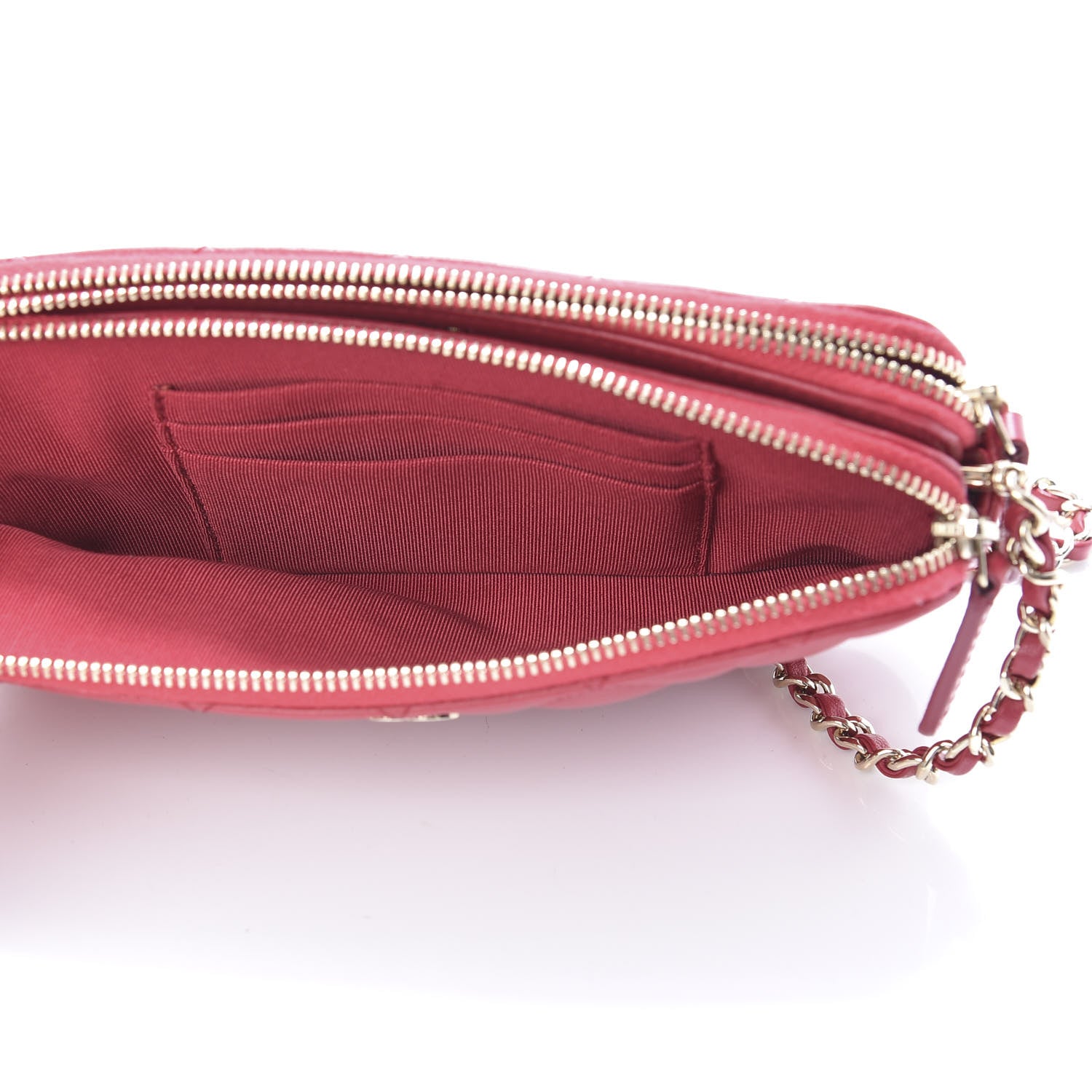 Chanel Lambskin Quilted Small Clutch With Chain Red 6 of 13