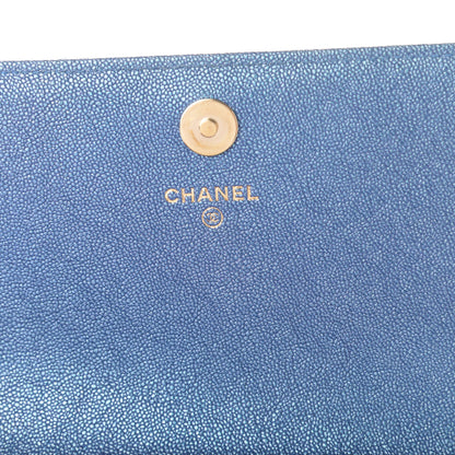 Chanel Iridescent Caviar Quilted Square Wallet On Chain WOC Blue 7 of 10