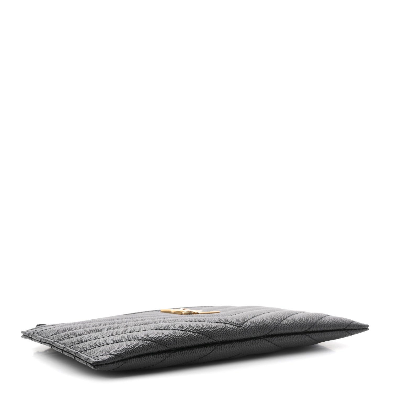Saint Laurent Grain De Poudre Chevron Monogram Bill Pouch Black Black 4 of 8