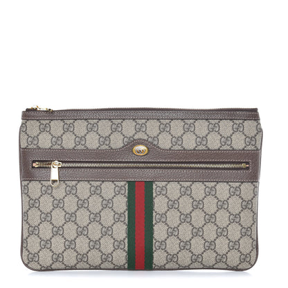Gucci GG Supreme Monogram Large Ophidia Pouch Clutch Brown 1 of 8