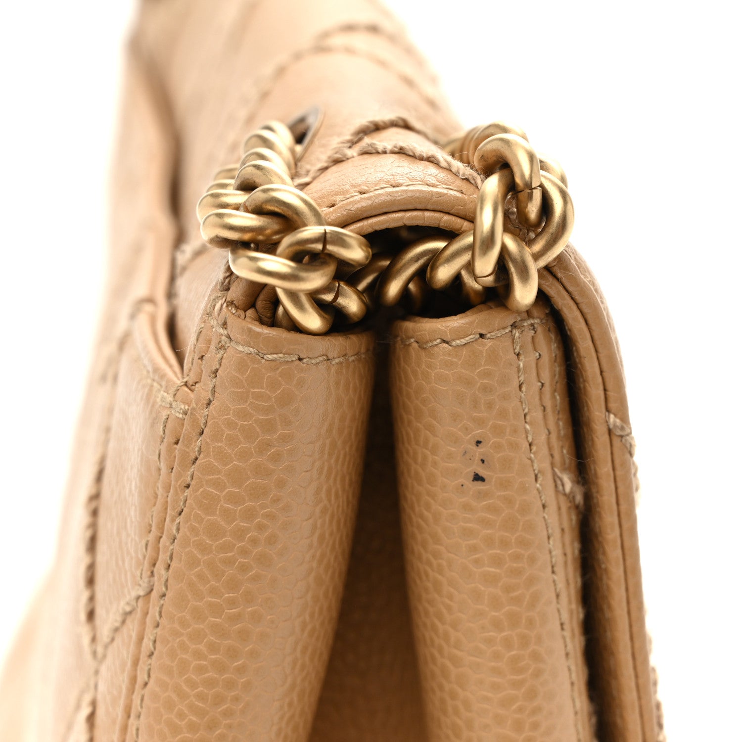 Chanel Caviar Quilted Wild Stitch Medium Single Flap Beige 13 of 13