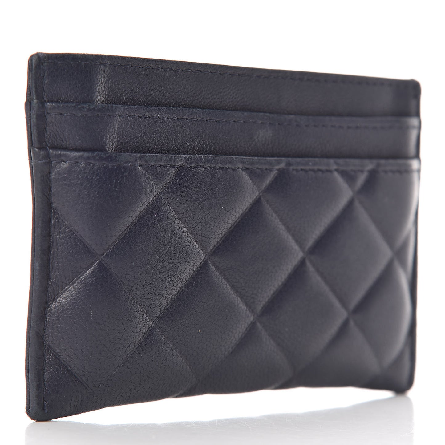 Lambskin Quilted Diamond CC Card Holder Navy