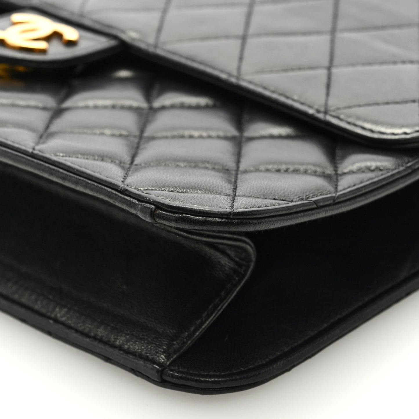 Lambskin Quilted Small Single Flap Black