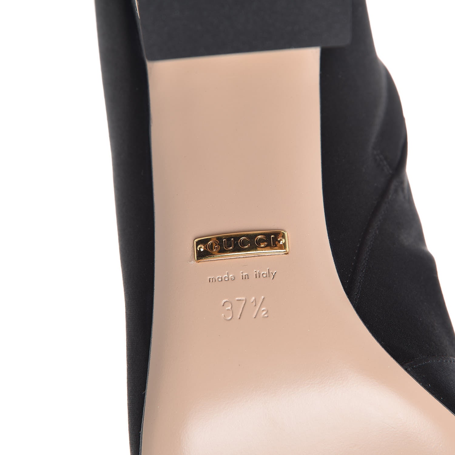 Gucci Silk Satin Malaga Kid Embroidered Candy Dragon Block-Heel Knee Boot 37.5 Black 8 of 9