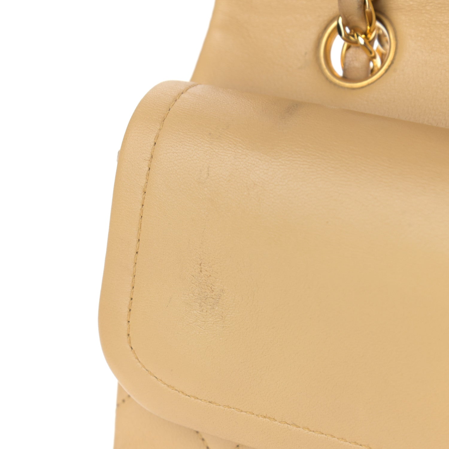 Chanel Lambskin Quilted Medium Double Flap Beige 13 of 14