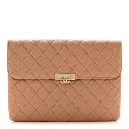Chanel Caviar Quilted Medium Golden Class Pouch Beige 1 of 10