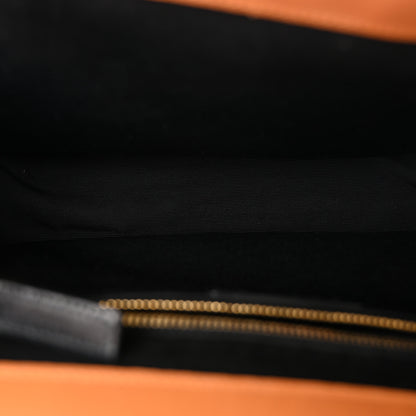 Saint Laurent Smooth Calfskin Matelasse Chevron Large Monogram Satchel Brown 8 of 12