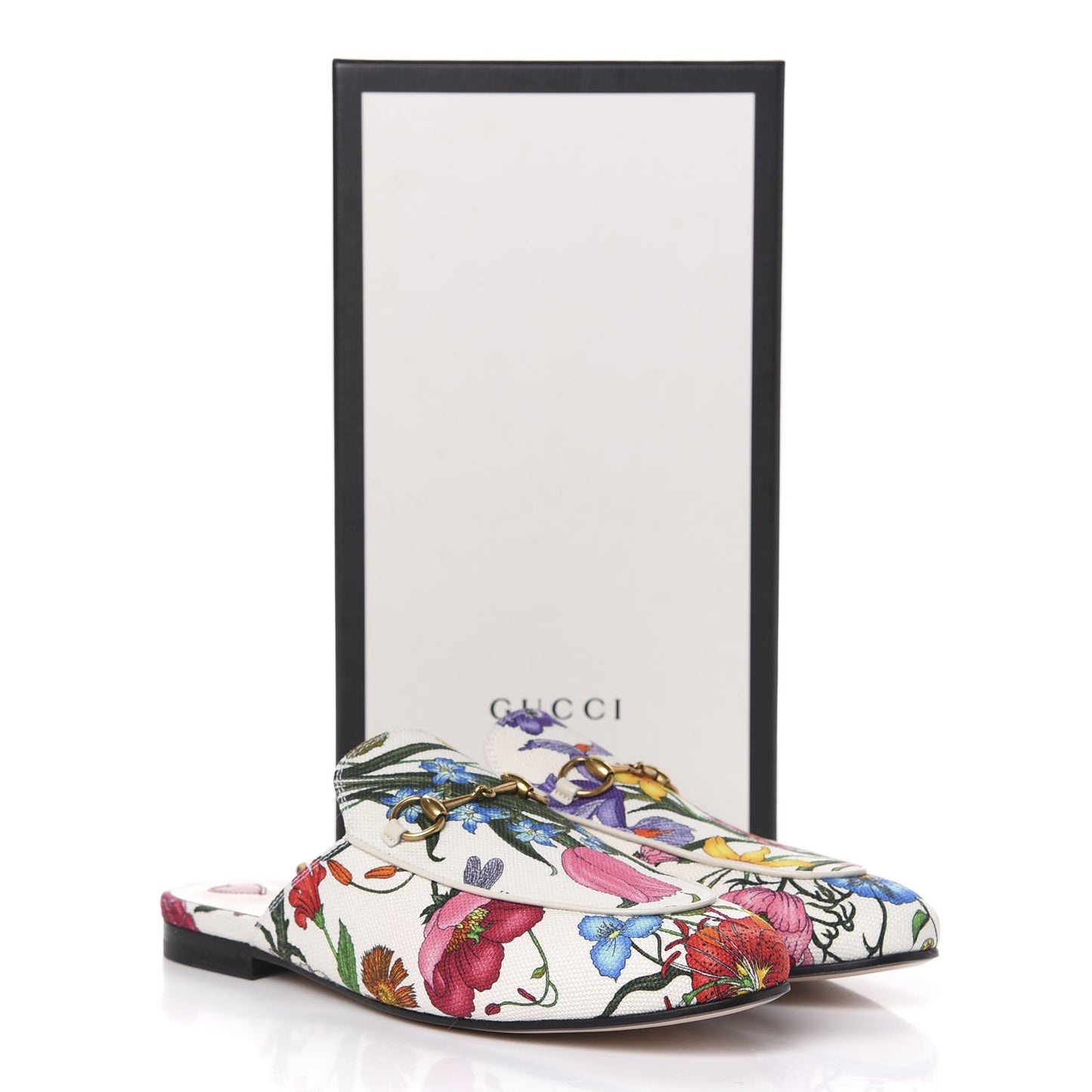 Canvas Flora Womens Princetown Slippers 39.5 White Multicolor