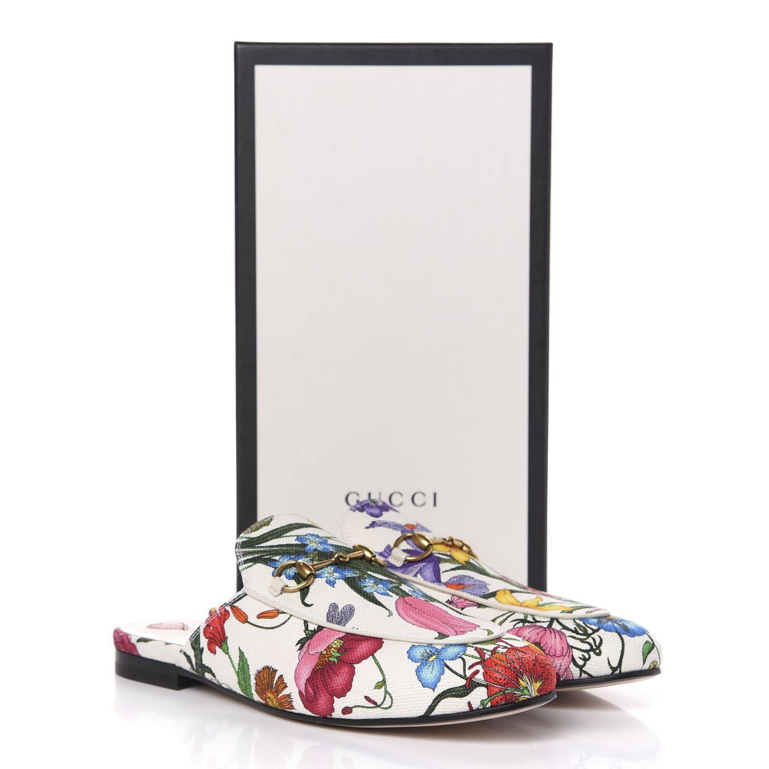 Gucci Canvas Flora Womens Princetown Slippers 39.5 White Multicolor 9 of 9