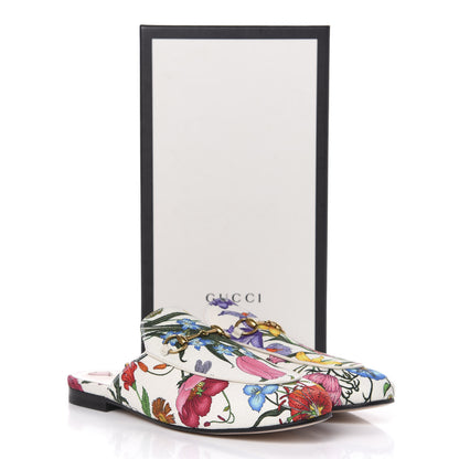 Gucci Canvas Flora Womens Princetown Slippers 39.5 White Multicolor 9 of 9
