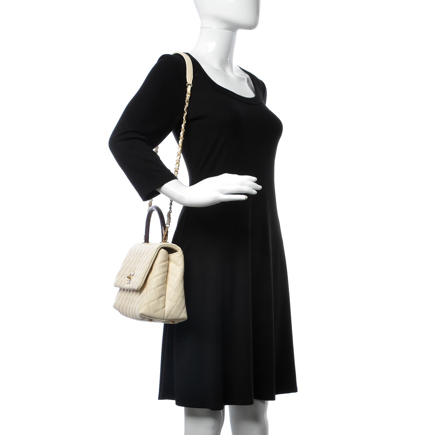 Chanel Caviar Lizard Quilted Small Coco Handle Flap Ivory 2 of 8