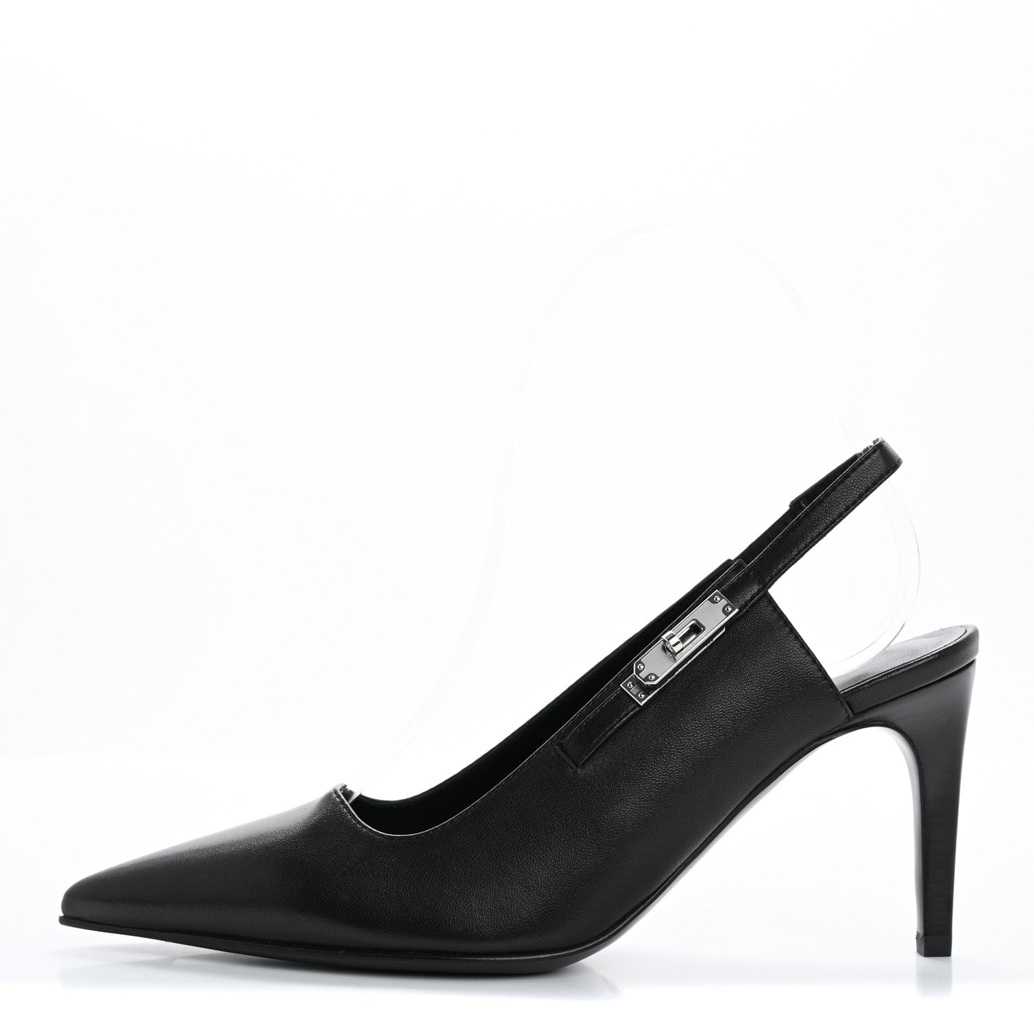 Hermes Nappa Lover 80 Slingback Pumps 36 Black 1 of 9