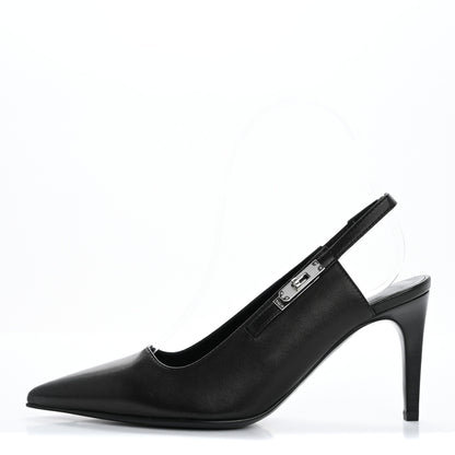 Hermes Nappa Lover 80 Slingback Pumps 36 Black 1 of 9