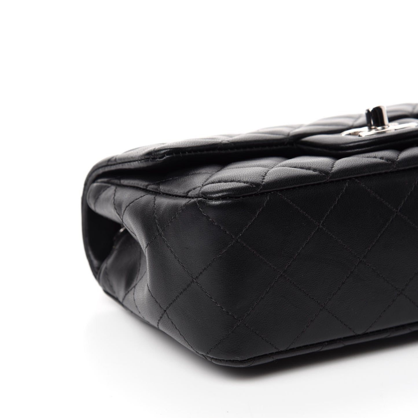 Lambskin Quilted Mini Rectangular Flap Black