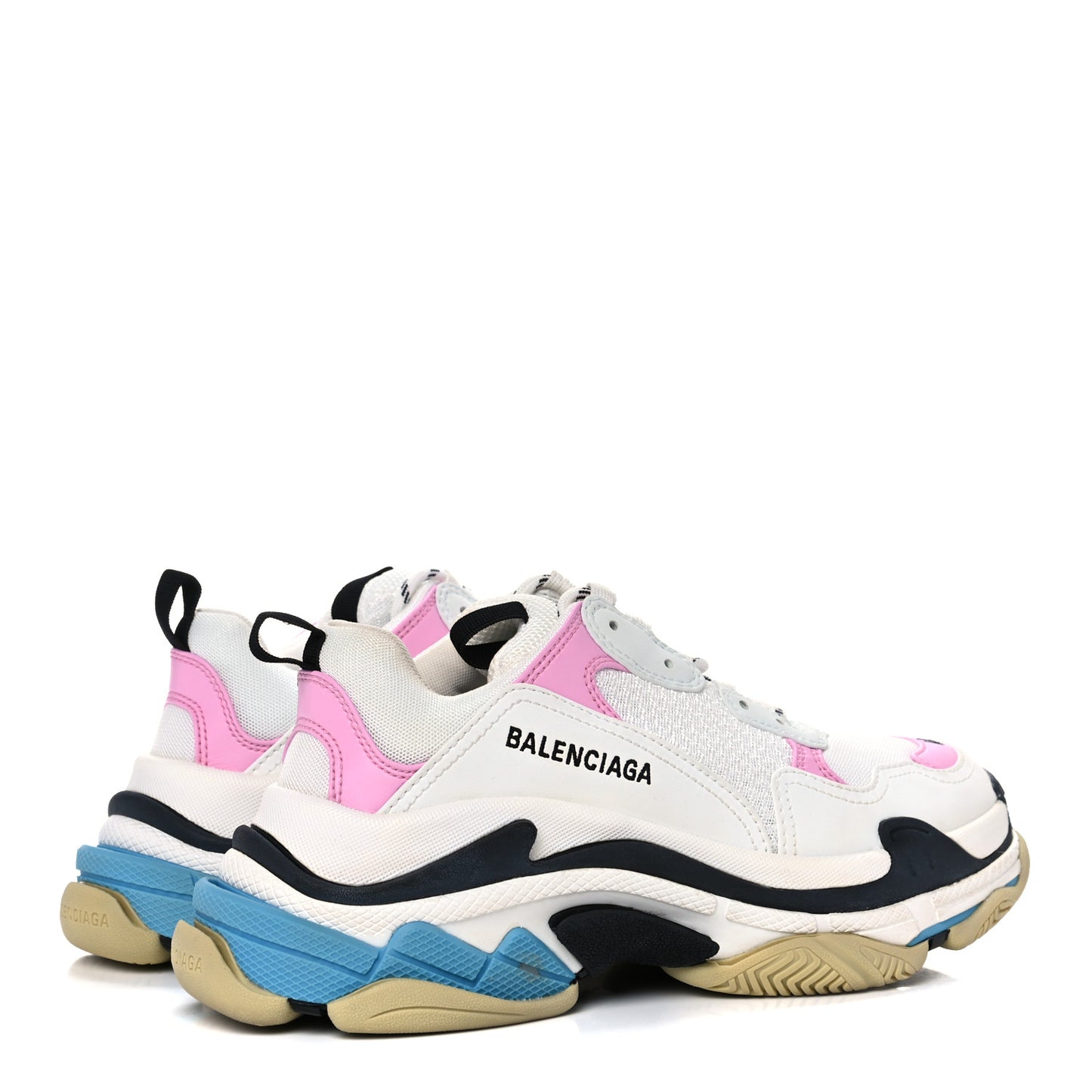 Fabric Mesh Washed Effect Womens Triple S Sneakers 40 Pink White Blue