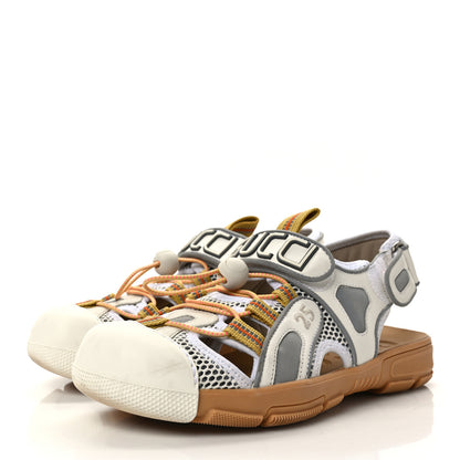 Gucci Mesh Fabric Tinsel Sport Sandals 38.5 White Silver 3 of 9