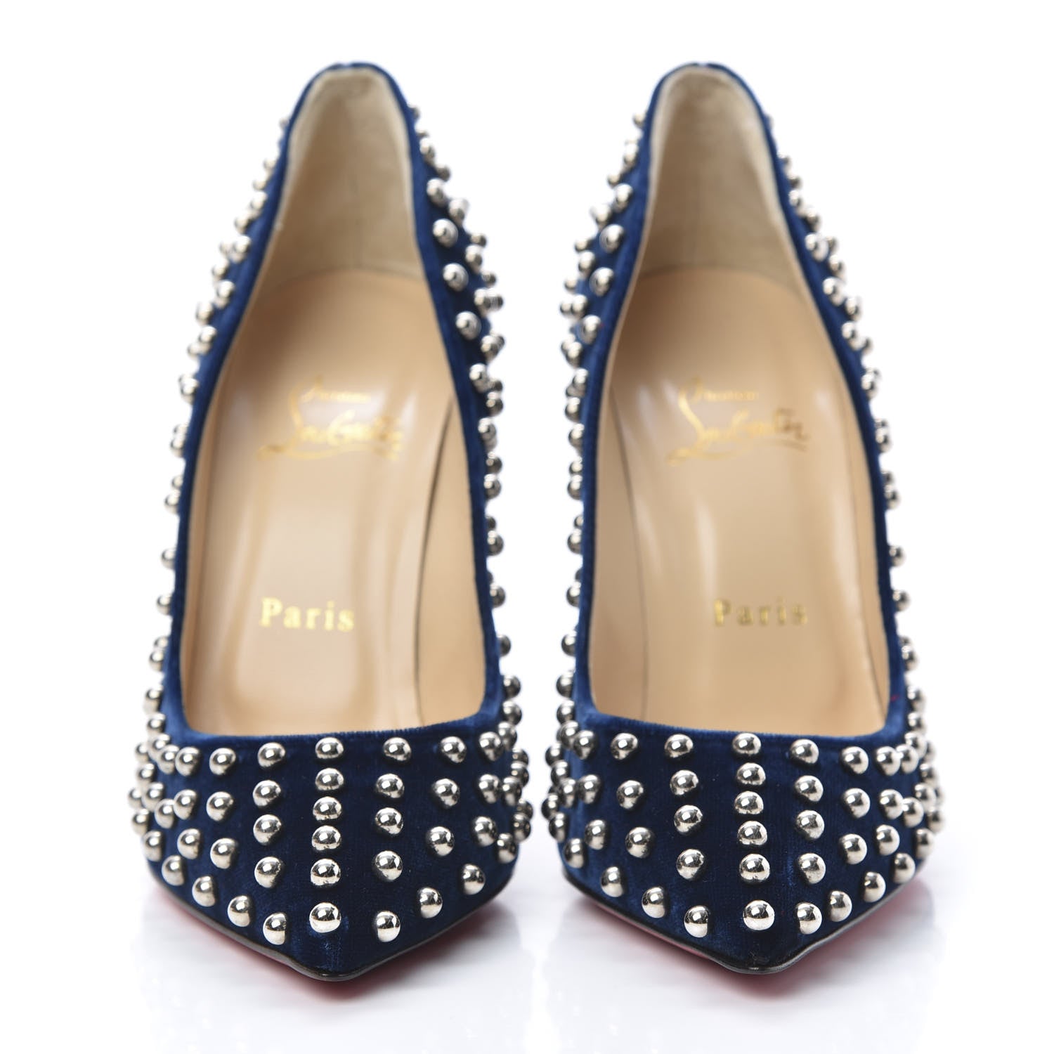 Christian Louboutin Velvet Specchio Billy Spikes Pumps 37 Silver Eclipse 2 of 9
