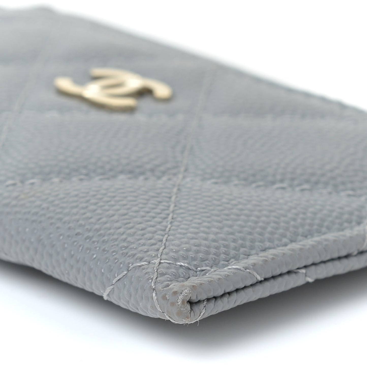Caviar Quilted Card Holder Grey
