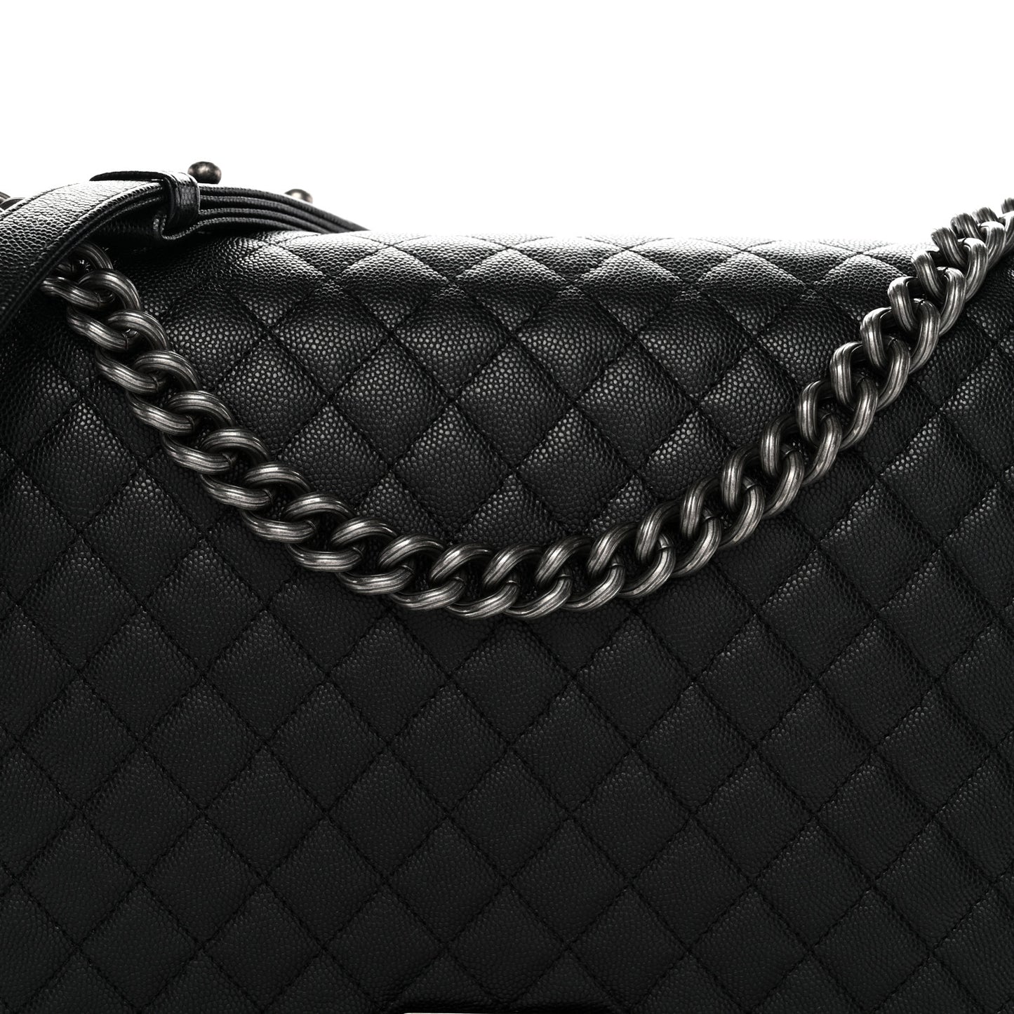 Caviar Quilted Large Boy Flap Black Black