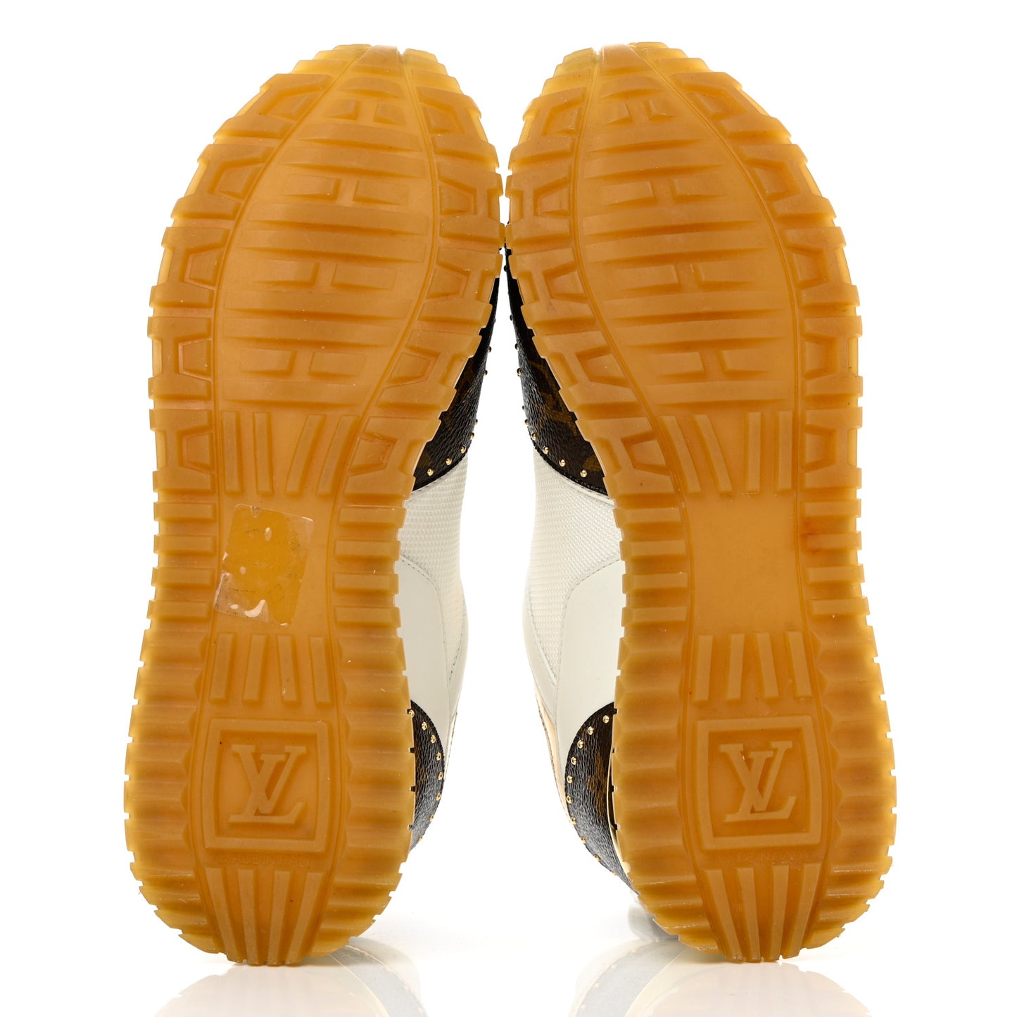 Calfskin Monogram Embellished Run Away Sneakers 36 White