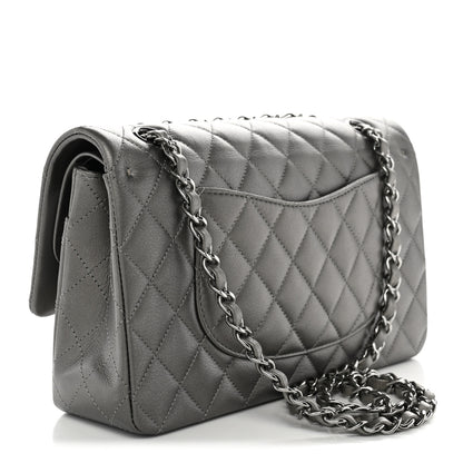 Chanel Metallic Calfskin Quilted Medium Double Flap Ruthenium Ruthenium 3 of 11