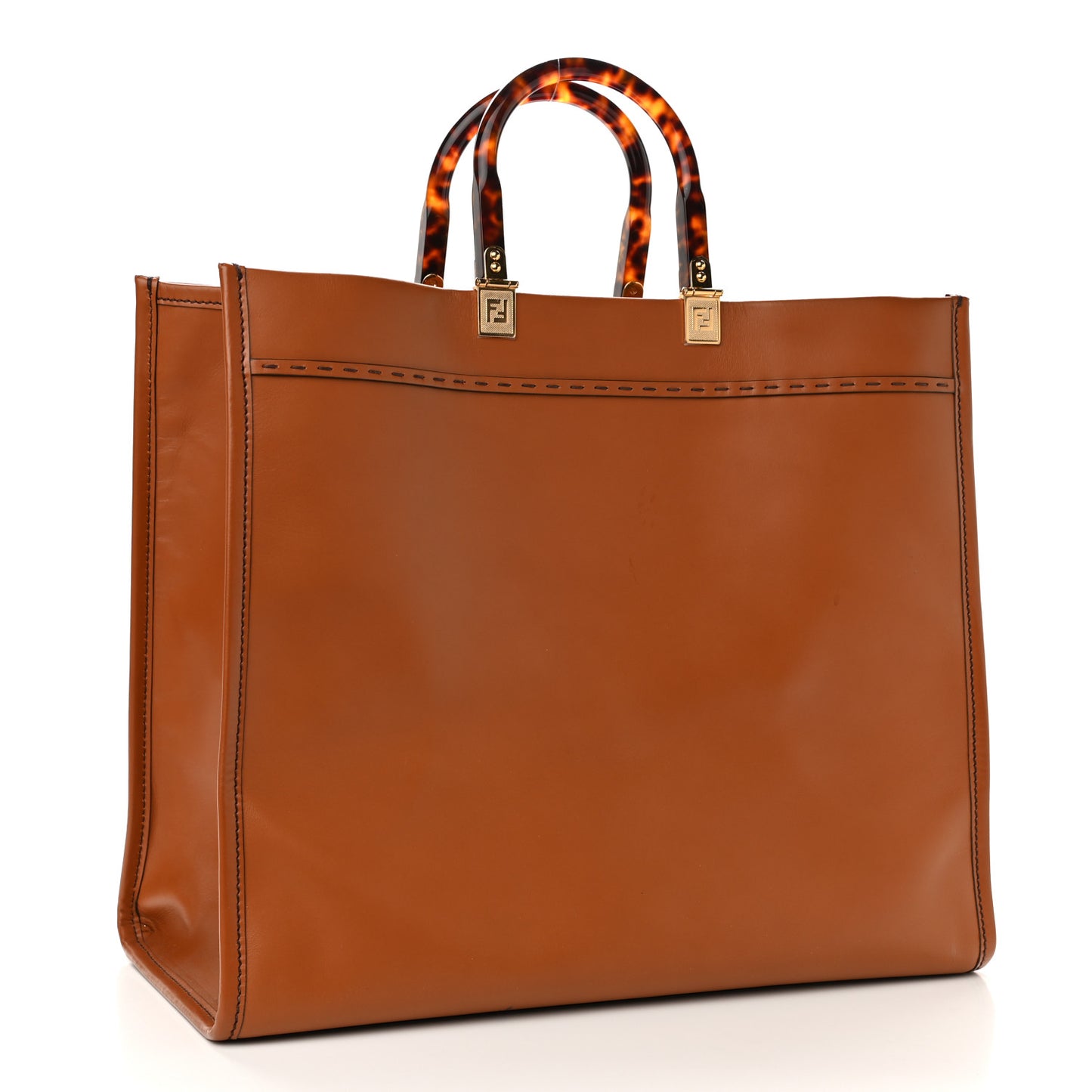 Vitello King Plexiglass Large Fendi Sunshine Shopper Tote Cuoio