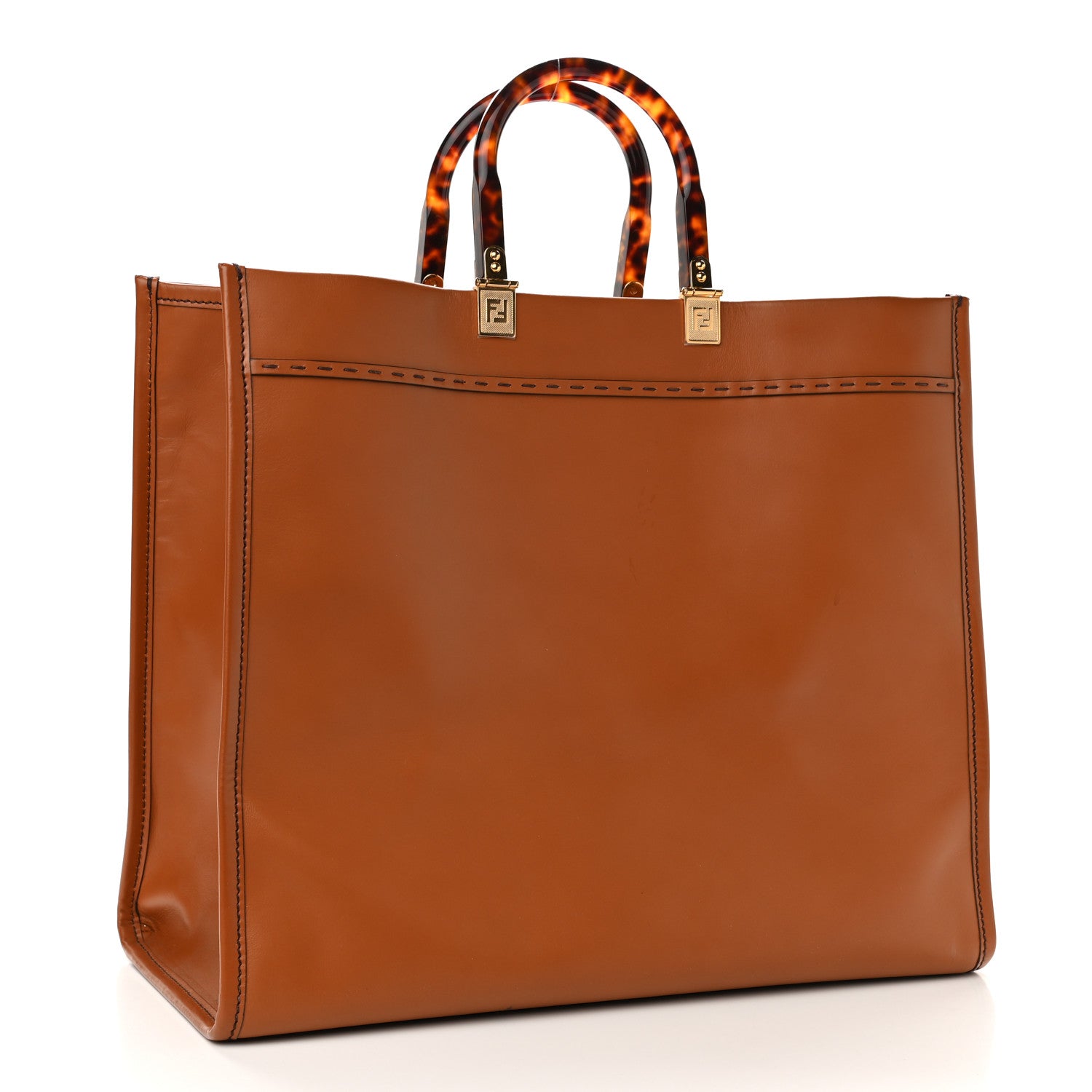 Fendi Vitello King Plexiglass Large Fendi Sunshine Shopper Tote Cuoio 3 of 11