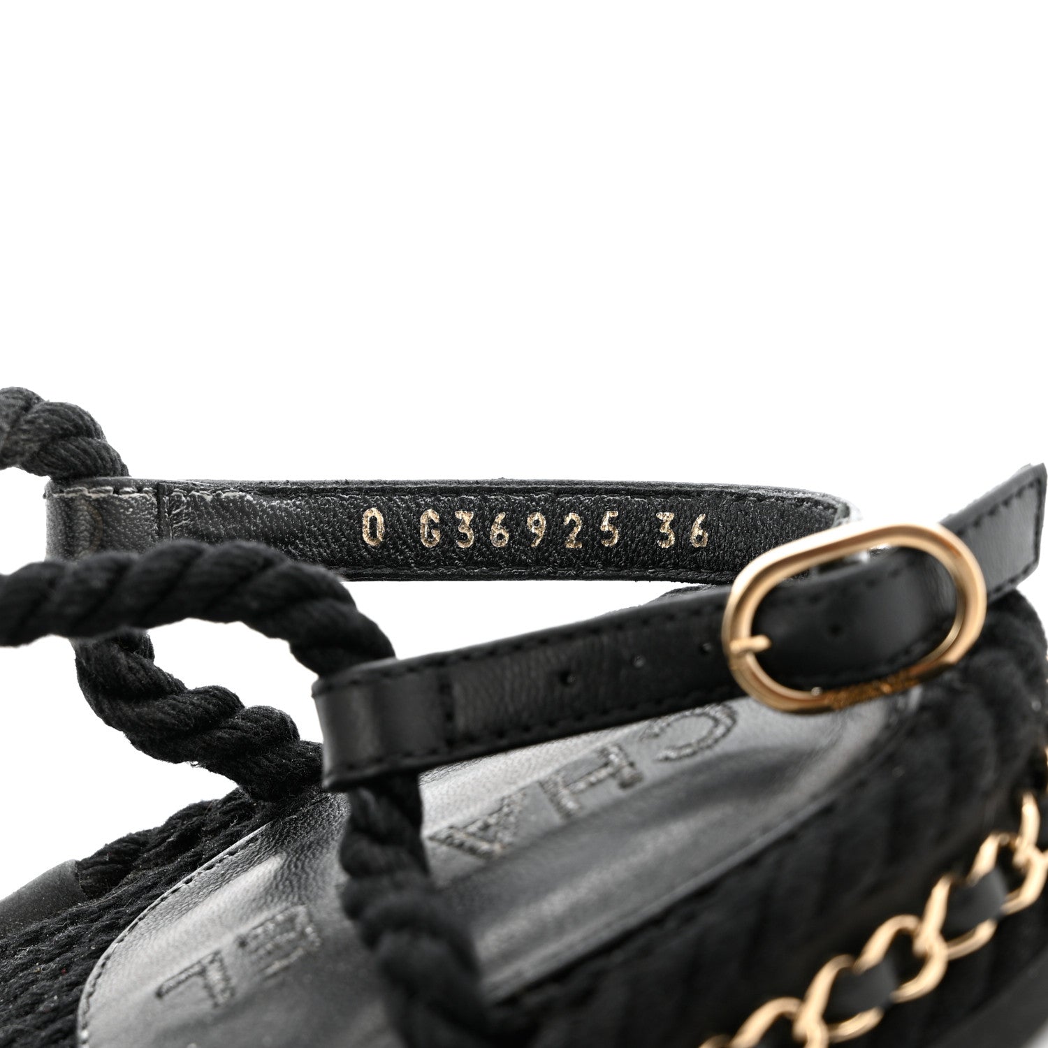 Chanel Lambskin Cord Chain CC Sandals 36 Black 7 of 12
