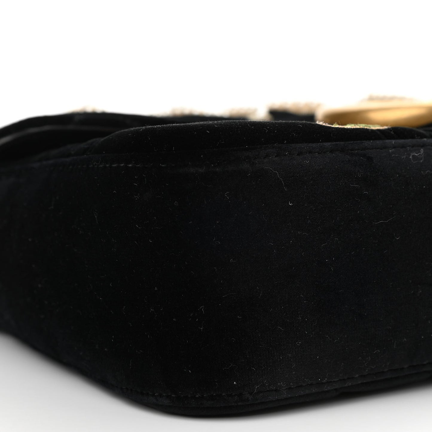 Velvet Matelasse Loved Embroidered Medium GG Marmont Shoulder Bag Black