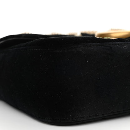 Gucci Velvet Matelasse Loved Embroidered Medium GG Marmont Shoulder Bag Black 9 of 11