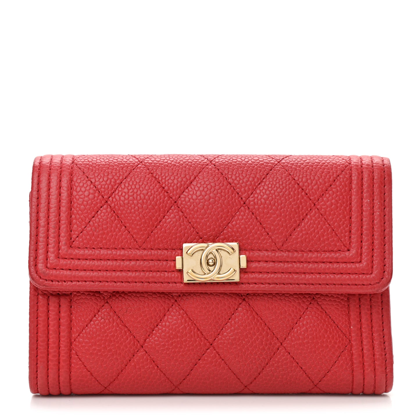 Caviar Quilted Medium Boy Flap Wallet Red