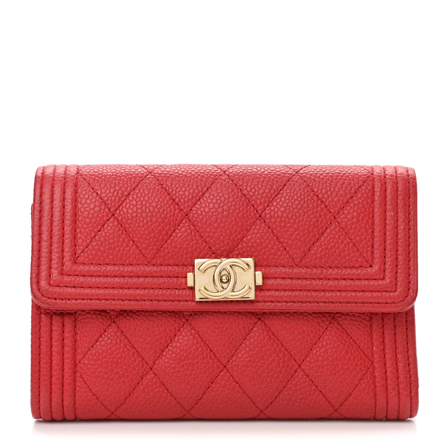 Chanel Caviar Quilted Medium Boy Flap Wallet Red 1 of 11