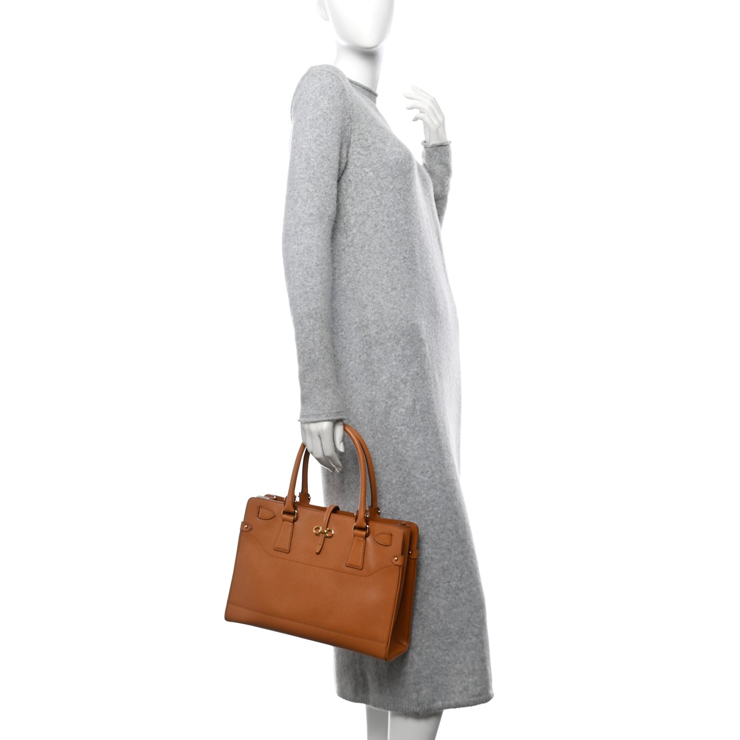 Printed Calfskin Briana Tote Brown