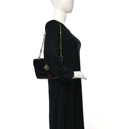 Gucci Textured Calfskin Web Small Rajah Slim Flap Shoulder Bag Black 3 of 11