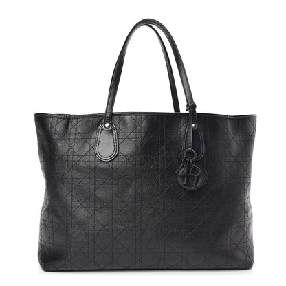 Christian Dior Coated Canvas Cannage Large Panarea Shopping Tote Black 1 of 17