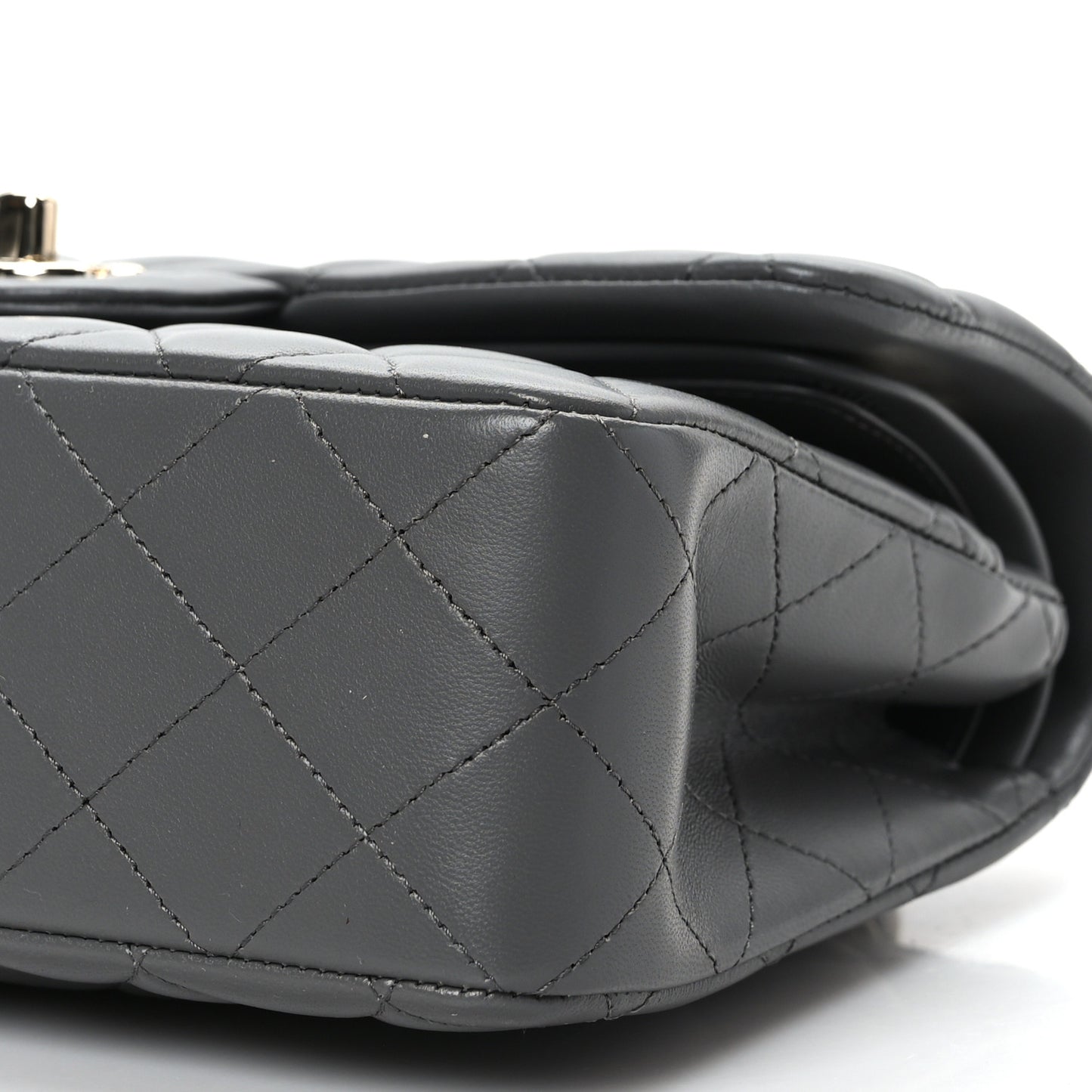 Lambskin Quilted Small Double Flap Grey