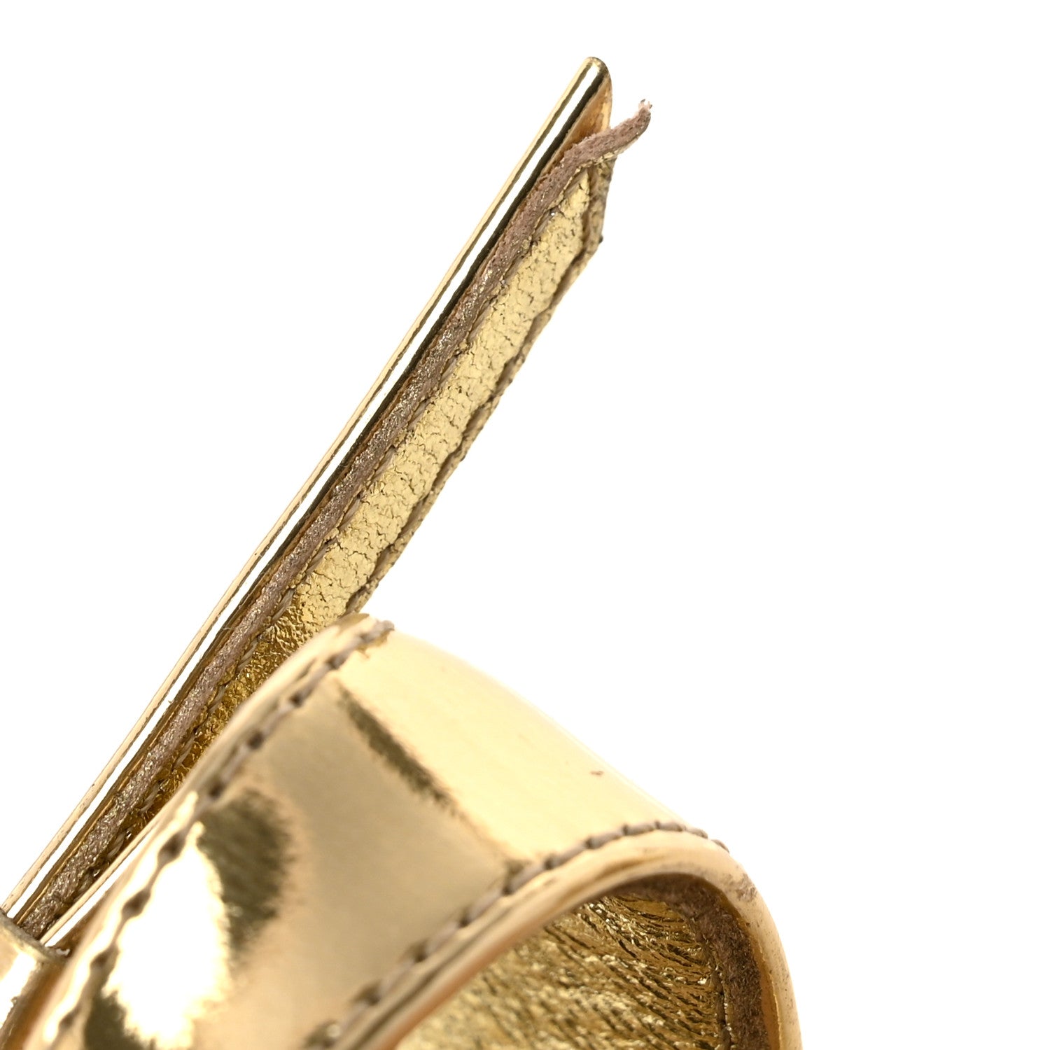 Gucci Metallic Nappa Horsebit Cross Strap 95mm Sandals 36.5 Gold 9 of 10